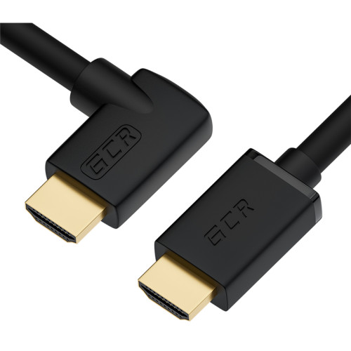 GCR Кабель 1.0m HDMI 2.0, M/M правый угол, черный, HDR 4:2:2, Ultra HD, 4K 60 fps 60Hz/5K*30Hz, 3D, AUDIO, 18.0 Гбит/с, 28/28 AWG, GCR-52321