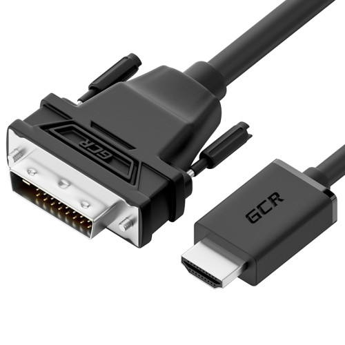 GCR Кабель 2.0m HDMI-DVI, 19M / 25M Dual Link, черный, 30 AWG, двойной экран. GCR-55521