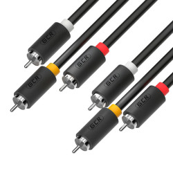 GCR Кабель 0.5m видео-аудио 3 х RCA / 3 х RCA, черный, GCR-54133