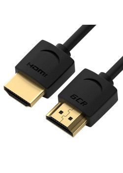 Greenconnect Кабель SLIM 1.0m HDMI 2.0, черный Slim, OD3.8mm, HDR 4:2:2, Ultra HD, 4K 60 fps 60Hz, 3D, AUDIO, 18.0 Гбит/с, 32/32 AWG, GCR-51594