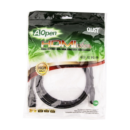 Кабель/ Кабель HDMI 19M/M ver 2.0, 1.8М,2 фильтра, Aopen/Qust <ACG517D-1.8M>