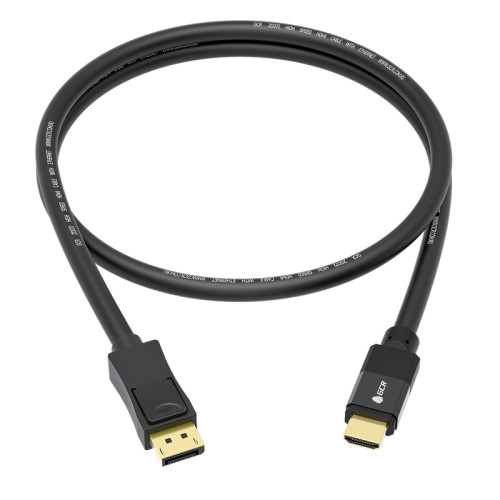 GCR PRO Кабель-переходник PROF 3.0m DisplayPort > HDMI, M/M, Ultra HD 4K, 60Hz, черный, 3Х экран с армированием, GCR-55528