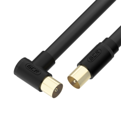 GCR PRO Кабель 10.0m антенный (коаксиальный) RG59, TV M угловой / TV M, черный, GCR-54893