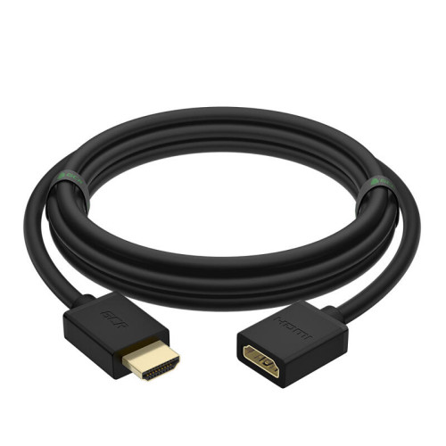 GCR Удлинитель 2.0m v2.0 HDMI-HDMI черный, OD7.3mm, 28/28 AWG, позолоченные контакты, Ethernet 18.0 Гбит/с, 19M / 19F, GCR-HMFR6-BB3S-2m, тройной экран