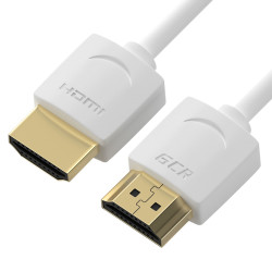 GCR Ультратонкий кабель HDMI2.0 для AppleTV, SLIM, 2.0m, белый, OD3.8mm, HDR 4:2:0, Ultra HD, 4K60Hz, 18.0 Гбит/с, 32/32 AWG