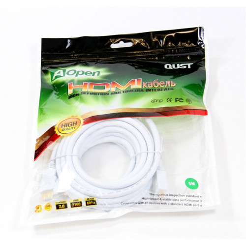 Кабель/ Кабель HDMI 19M/M ver 2.0, 5М, 2 фильтра, белый Aopen <ACG711DW-5M> Кабель/ Кабель HDMI 19M/M ver 2.0, 5М, 2 фильтра, белый Aopen <ACG711DW-5M>