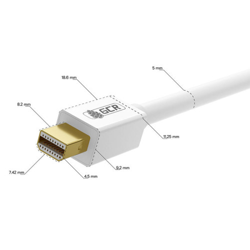 GCR Кабель-переходник 1.8m, mini DisplayPort > HDMI, M/M, белый, поддержка 4K, GCR-55056