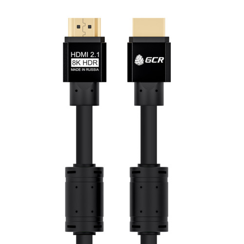 GCR Кабель 0.5m HDMI 2.1,черный, 8K 60Hz, 4K 144Hz, 0.5m, динамический HDR, 4:4:4, Ultra HD, 48.0 Гбит/с, 3 Х экран, ферритовые фильтры, GCR-53658