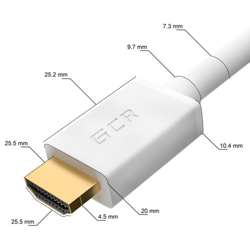 GCR Кабель PROF 2.5m HDMI 2.0, Ultra HD, 4K 60Hz / 5K*30Hz, HDR 4:4:4, 3D, AUDIO, 18.0 Гбит/с, белый, 2 X экран, армирование, GCR-52027
