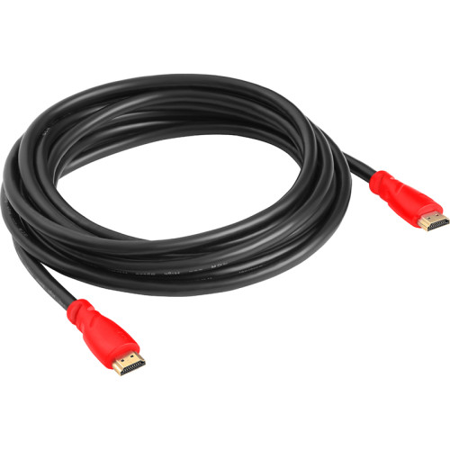 GCR Кабель 5.0m HDMI версия 1.4, черный, красные коннекторы, OD7.3mm, 30/30 AWG, позолоченные контакты, Ethernet 10.2 Гбит/с, 3D, 4K GCR-HM350-5.0m, экран