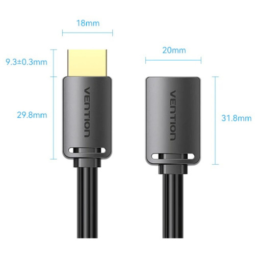 Кабель-удлинитель Vention HDMI High speed v2.0 with Ethernet 19F/19M - 3м
