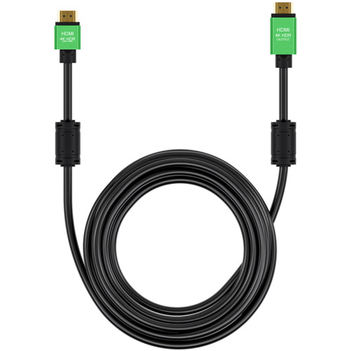 Greenconnect Кабель с активным усилителем сигнала 10.0m  AL case 2 ферит кольца, HDMI 2.0, 28/28, SDR 4:2:0 , 4K/60Hz, High speed 19M/19M с усилителем, черный, тройной экран, GCR-51018