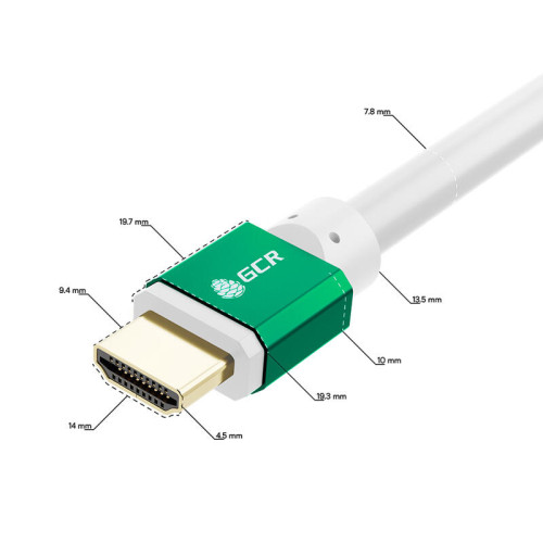 GCR PRO Кабель 2.0m HDMI 2.1, белый, Ultra HD 8K 60Hz, 4K 144Hz, динамический HDR, 4:4:4, 48.0 Гбит/с, 3Х экран с армированием, GCR-57289