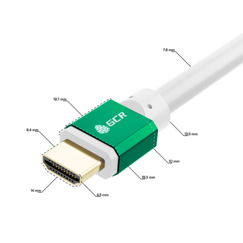 GCR PRO Кабель 5.0m HDMI 2.1, белый, Ultra HD 8K 60Hz, 4K 144Hz, динамический HDR, 4:4:4, 48.0 Гбит/с, 3Х экран с армированием, GCR-57291
