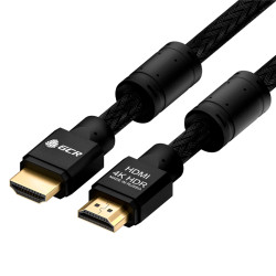 GCR Кабель 10.0m HDMI версия 2.0, HDR 4:2:0, Ultra HD, 4K 60 fps 60Hz/5K*30Hz, 3D, AUDIO, 18.0 Гбит/с, 28/28 AWG, OD7.8mm, тройной экран, черный нейлон, AL корпус черный, фер.кольца, GCR-53191