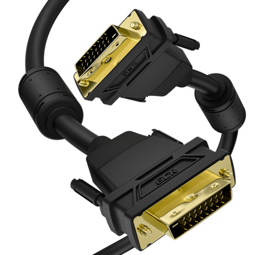 Greenconnect Кабель DVI-D 10.0m, черный, позолоченные контакты, ферритовое кольцо, OD 8.5mm, 28/28 AWG, DVI/DVI, 25M/25M, GCR-DM2DMC2-10.0m, двойной экран
