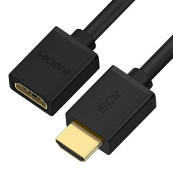 Greenconnect Удлинитель 1.0m v2.0 HDMI-HDMI черный, OD7.3mm, 28/28 AWG, позолоченные контакты, Ethernet 18.0 Гбит/с, 19M / 19F, GCR-HMFR6-BB3S-1m, тройной экран