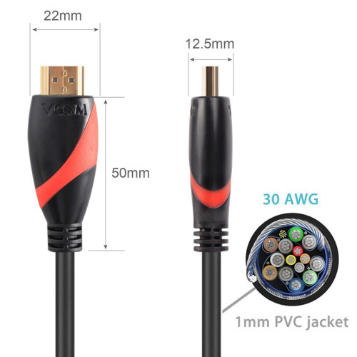 Кабель/ Кабель HDMI 19M/M ver. 2.0 black red, 0.5m VCOM <CG525-R-0.5>