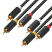GCR Кабель 2.0m видео-аудио 3 х RCA / 3 х RCA, черный, GCR-54136