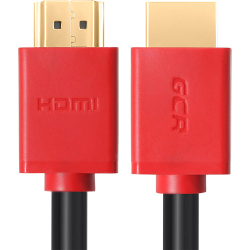 GCR Кабель 1.5m HDMI версия 1.4, черный, красные коннекторы, OD7.3mm, 30/30 AWG, позолоченные контакты, Ethernet 10.2 Гбит/с, 3D, 4K GCR-HM450-1.5m, экран