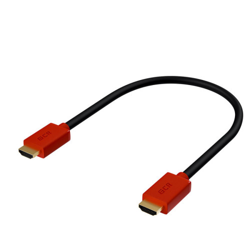 GCR Кабель 0.5m HDMI версия 1.4, черный, красные коннекторы, OD7.3mm, 30/30 AWG, позолоченные контакты, Ethernet 10.2 Гбит/с, 3D, 4K GCR-HM450-0.5m, экран