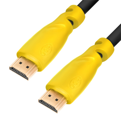 Greenconnect Кабель 5.0m HDMI версия 1.4, черный, желтые коннекторы, OD7.3mm, 30/30 AWG, позолоченные контакты, Ethernet 10.2 Гбит/с, 3D, 4K GCR-HM340-5.0m, экран