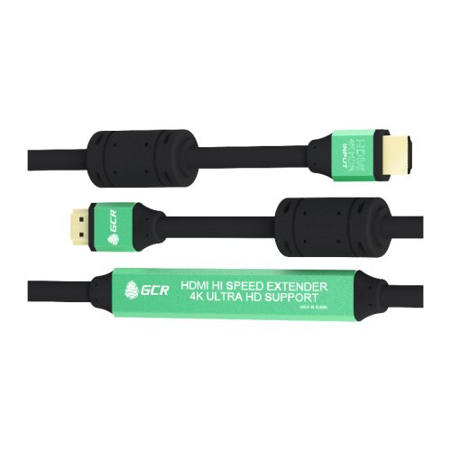 Greenconnect Кабель активный 30.0m HDMI 2.0, High speed 19M/19M с усилителем, черный, тройной экран