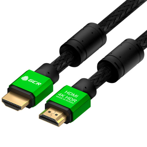 Greenconnect Кабель 1.2m HDMI версия 2.0, HDR 4:2:2, Ultra HD, 4K 60 fps 60Hz/5K*30Hz, 3D, AUDIO, 18.0 Гбит/с, 28/28 AWG, OD7.3mm, тройной экран, нейлон, AL корпус зеленый, ферритовые кольца, GCR-51005