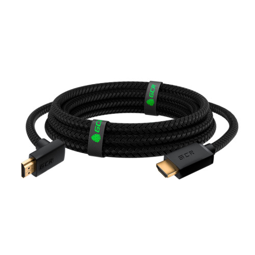 GCR Кабель 1.5m HDMI 2.0, M/M верхний угол, черный нейлон, HDR 4:2:2, Ultra HD, 4K 60 fps 60Hz/5K*30Hz, 3D, AUDIO, 18.0 Гбит/с, 28/28 AWG, GCR-53292