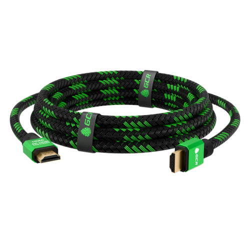 Greenconnect Кабель 3.0m HDMI версия 2.0, HDR 4:2:2, Ultra HD, 4K 60 fps 60Hz/5K*30Hz, 3D, AUDIO, 18.0 Гбит/с, 28/28 AWG, OD7.3mm, тройной экран, BICOLOR нейлон, AL корпус зеленый, GCR-51487