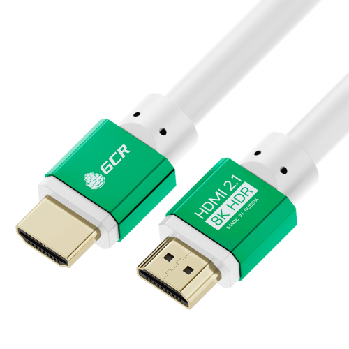 GCR PRO Кабель 1.0m HDMI 2.1, белый, Ultra HD 8K 60Hz, 4K 144Hz, динамический HDR, 4:4:4, 48.0 Гбит/с, 3Х экран с армированием, GCR-57287