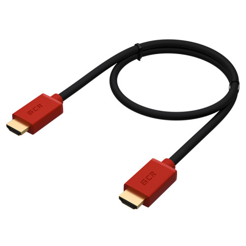 Greenconnect Кабель 1.0m HDMI версия 2.0, HDR 4:2:2, Ultra HD, 4K 60 fps 60Hz/5K*30Hz, 3D, AUDIO, 18.0 Гбит/с, 28/28 AWG, OD7.3mm, тройной экран, черный, красные коннекторы, GCR-HM451-1.0m