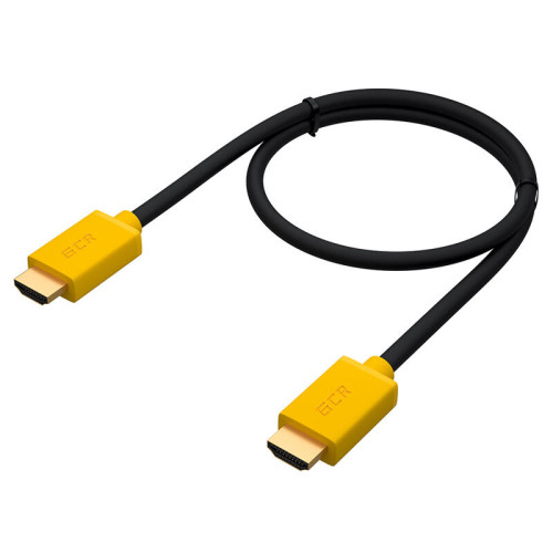 GCR Кабель 1.0m HDMI версия 1.4, черный, желтые коннекторы, OD7.3mm, 30/30 AWG, позолоченные контакты, Ethernet 10.2 Гбит/с, 3D, 4K GCR-HM440-1.0m, экран