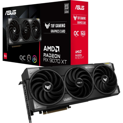 Видеокарта Asus PCI-E TUF-RX9070XT-O16G-GAMING AMD Radeon RX 9070XT 16Gb 256bit GDDR6 2175/20000 HDMIx2 DPx2 HDCP Ret