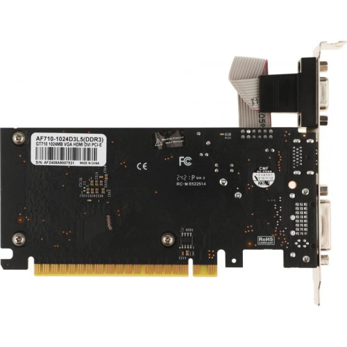 Видеокарта Afox PCI-E AF710-1024D3L5 NVIDIA GeForce GT 710 1Gb 64bit GDDR3 954/1600 DVIx1 HDMIx1 CRTx1 HDCP Ret [AF710-1024D3L5]