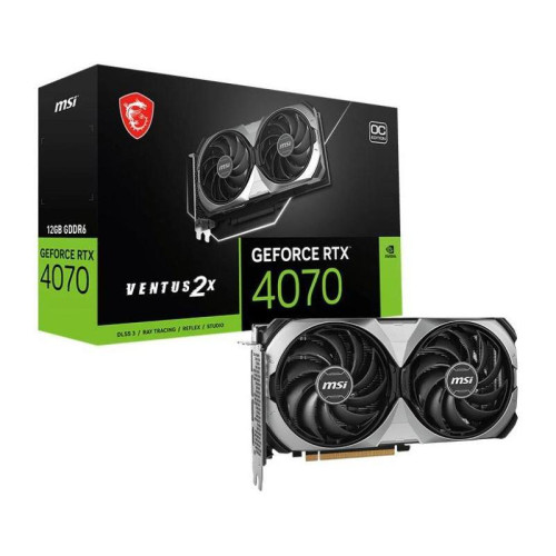 Видеокарта MSI PCI-E 4.0 RTX 4070 VENTUS 2X E1 12G OC NVIDIA GeForce RTX 4070 12Gb 192bit GDDR6 2505/20000 HDMIx1 DPx3 HDCP Ret [RTX 4070 VENTUS 2X E1 12G OC]