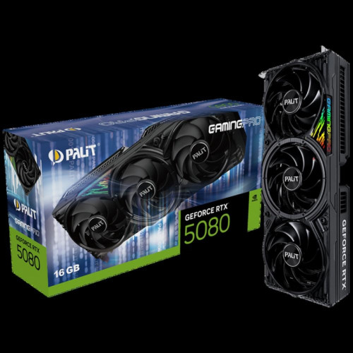 Видеокарта Palit PCI-E PA-RTX5080 GAMINGPRO NVIDIA GeForce RTX 5080 16Gb 256bit GDDR7 2295/30000 HDMIx1 DPx3 HDCP Ret