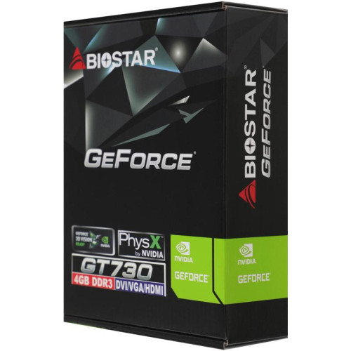 Видеокарта Biostar PCI-E GT730-4GB D3 LP (GF108) NVIDIA GeForce GT 730 4Gb 128bit GDDR3 700/1333 DVIx1 HDMIx1 CRTx1 HDCP Ret low profile [VN7313TH41]