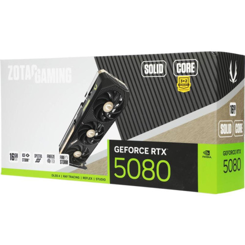 Видеокарта Zotac PCI-E 5.0 RTX 5080 SOLID CORE NVIDIA GeForce RTX 5080 16Gb 256bit GDDR7 2617/30000 HDMIx1 DPx3 HDCP Ret