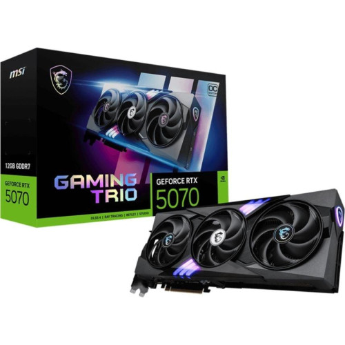 Видеокарта MSI PCI-E RTX 5070 12G GAMING TRIO OC NVIDIA GeForce RTX 5070 12Gb 192bit GDDR7 2610/28000 HDMIx1 DPx3 HDCP Ret