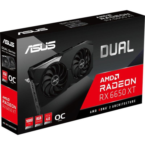 Видеокарта ASUS PCI-E 4.0 DUAL-RX6650XT-O8G AMD Radeon RX 6650XT 8Gb 128bit GDDR6 2447/17500 HDMIx1 DPx3 HDCP Ret [DUAL-RX6650XT-O8G]