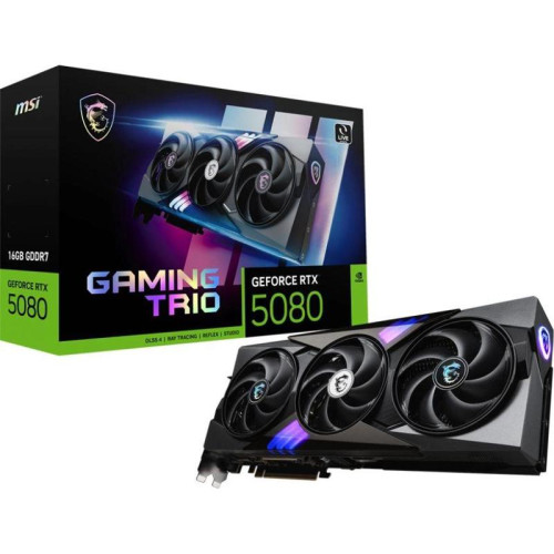 Видеокарта MSI PCI-E RTX 5080 16G GAMING TRIO NVIDIA GeForce RTX 5080 16Gb 256bit GDDR7 2700/30000 HDMIx1 DPx3 HDCP Ret