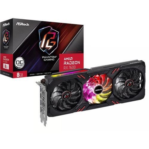 Видеокарта Asrock PCI-E 4.0 RX7600 PG 8GO AMD Radeon RX 7600 8Gb 128bit GDDR6 2355/18000 HDMIx1 DPx3 HDCP Ret [RX7600 PG 8GO]
