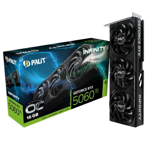 Видеокарта Palit PCI-E 5.0 RTX5060Ti INFINITY 3 OC NVIDIA GeForce RTX 5060TI 16Gb 128bit GDDR7 2407/28000 HDMIx1 DPx3 HDCP Ret