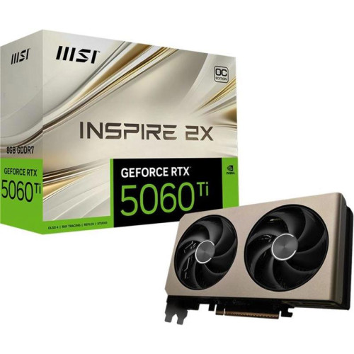 Видеокарта MSI PCI-E 5.0 RTX 5060 Ti 8G INSPIRE 2X OC NVIDIA GeForce RTX 5060TI 8Gb 128bit GDDR7 2617/28000 HDMIx1 DPx3 HDCP Ret