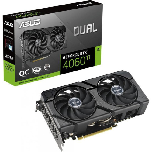 Видеокарта ASUS PCI-E 4.0 DUAL-RTX4060TI-O16G-EVO NVIDIA GeForce RTX 4060TI 16Gb 128bit GDDR6 2595/18000 HDMIx1 DPx3 HDCP Ret [DUAL-RTX4060TI-O16G-EVO]