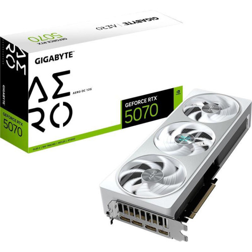 Видеокарта Gigabyte PCI-E GV-N5070AERO OC-12GD 1.0 NVIDIA GeForce RTX 5070 12Gb 192bit GDDR7 2805/28000 HDMIx1 DPx3 HDCP Ret Видеокарта Gigabyte PCI-E GV-N5070AERO OC-12GD 1.0 NVIDIA GeForce RTX 5070 12Gb 192bit GDDR7 2805/28000 HDMIx1 DPx3 HDCP Ret