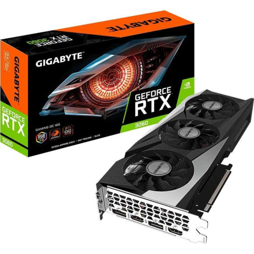 Видеокарта Gigabyte PCI-E 4.0 GV-N3060GAMING OC-12GD 2.0 LHR NVIDIA GeForce RTX 3060 12Gb 192bit GDDR6 1837/15000 HDMIx2 DPx2 HDCP Ret [GV-N3060GAMING OC-12GD 2.0]