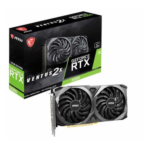 Видеокарта MSI PCI-E 4.0 RTX 3060 VENTUS 2X 12G NVIDIA GeForce RTX 3060 12Gb 192bit GDDR6 1680/15000 HDMIx1 DPx3 HDCP Ret [RTX 3060 VENTUS 2X 12G]