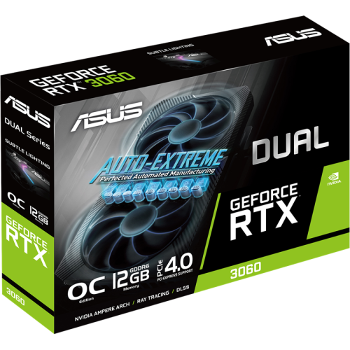 Видеокарта/ VGA ASUS NVIDIA GeForce DUAL-RTX3060-O12G-V2 12GB, GDDR6/192-bit, PCIe 4.0, 1xHDMI 2.1, 3xDP, 2.5-slot  90YV0GB2-M0NA10